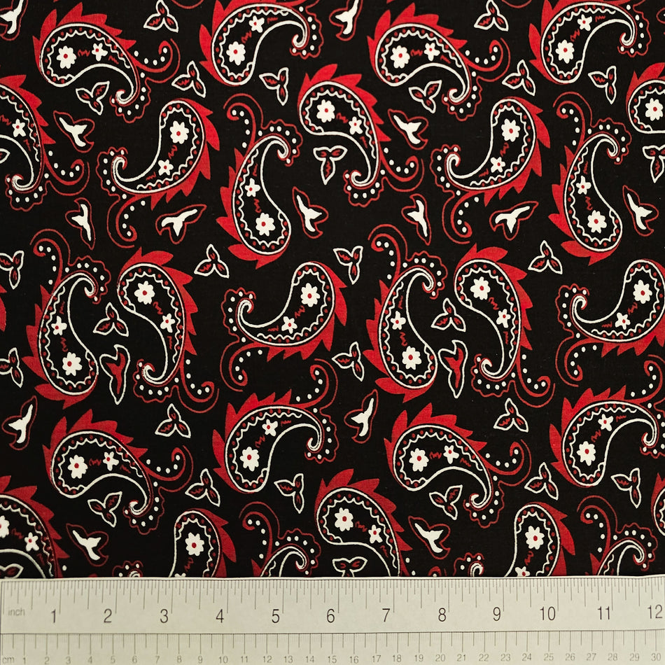 Paisley Dog Bandana Fabric by the Yard | Poly Cotton Blend Craft Fabric for Sewing, Quilting & Grooming Bandanas | Pre-Cut Available F7255