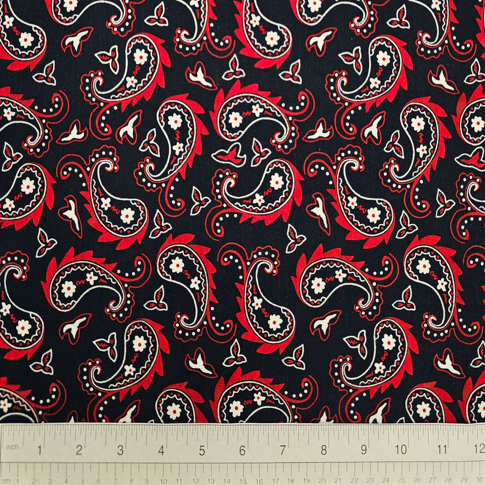 Paisley Dog Bandana Fabric by the Yard | Poly Cotton Blend Craft Fabric for Sewing, Quilting & Grooming Bandanas | Pre-Cut Available F7256