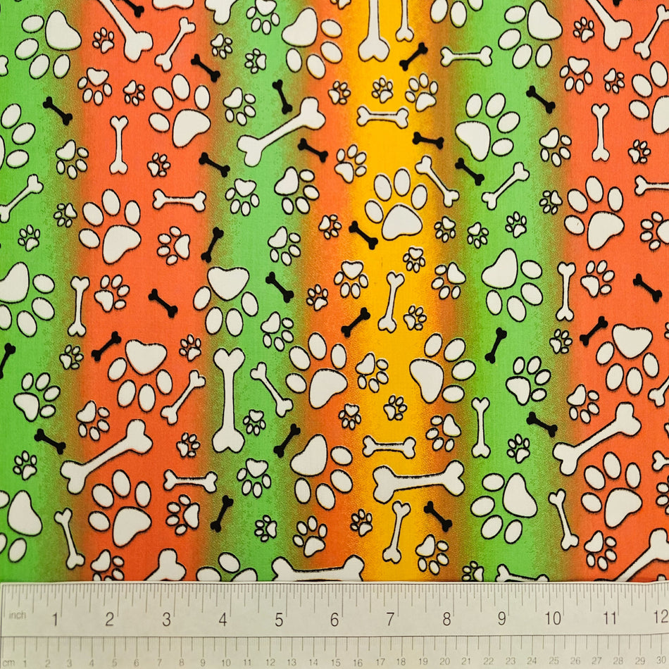 Paws N' Bones Dog Bandana Fabric by the Yard | Poly Cotton Blend Craft Fabric for Sewing, Quilting & Grooming Bandanas | Pre-Cut Available F7258