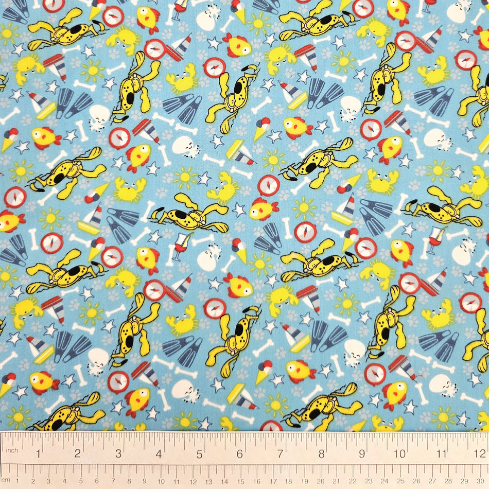 Spring / Summer Dog Bandana Fabric by the Yard | Poly Cotton Blend Craft Fabric for Sewing, Quilting & Grooming Bandanas | Pre-Cut Available F7026
