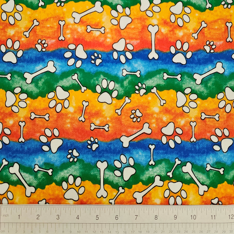 Paws N' Bones Dog Bandana Fabric by the Yard | Poly Cotton Blend Craft Fabric for Sewing, Quilting & Grooming Bandanas | Pre-Cut Available F7261
