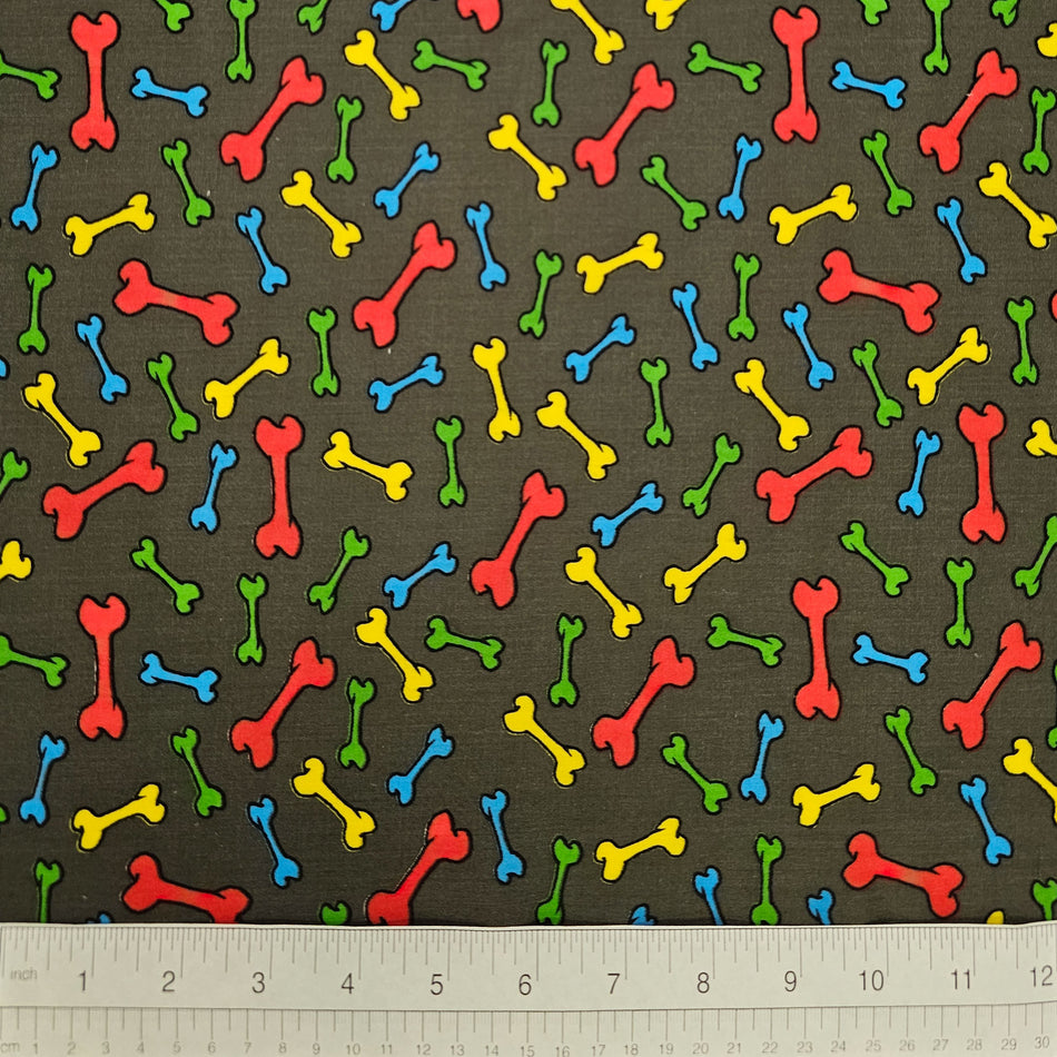 Paws N' Bones Dog Bandana Fabric by the Yard | Poly Cotton Blend Craft Fabric for Sewing, Quilting & Grooming Bandanas | Pre-Cut Available F7262