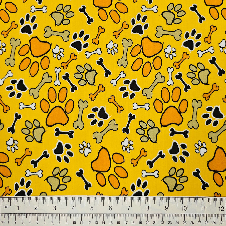 Paws N' Bones / Thanksgiving Dog Bandana Fabric by the Yard | Poly Cotton Blend Craft Fabric for Sewing, Quilting & Grooming Bandanas | Pre-Cut Available F7263