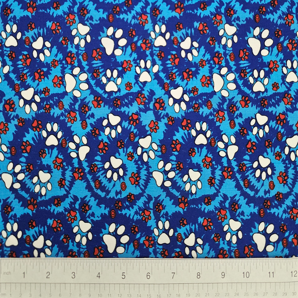 Paws N' Bones Dog Bandana Fabric by the Yard | Poly Cotton Blend Craft Fabric for Sewing, Quilting & Grooming Bandanas | Pre-Cut Available F7265