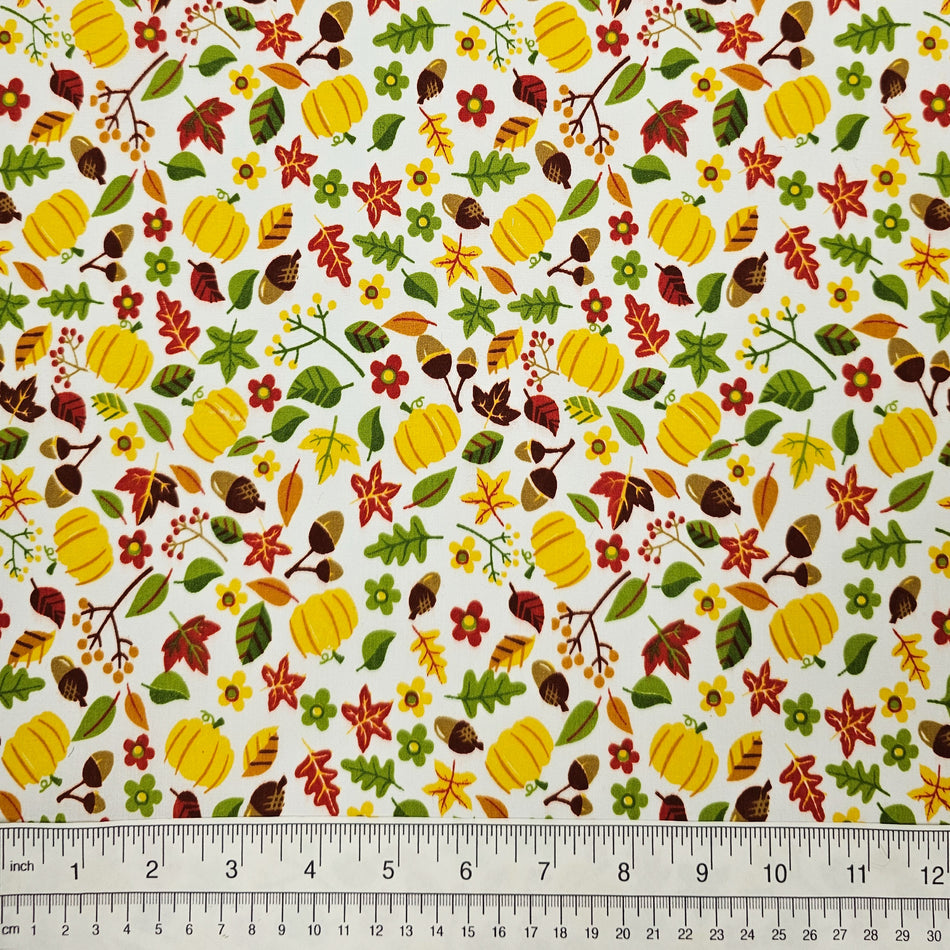 Fall / Thanksgiving Dog Bandana Fabric by the Yard | Poly Cotton Blend Craft Fabric for Sewing, Quilting & Grooming Bandanas | Pre-Cut Available F7267