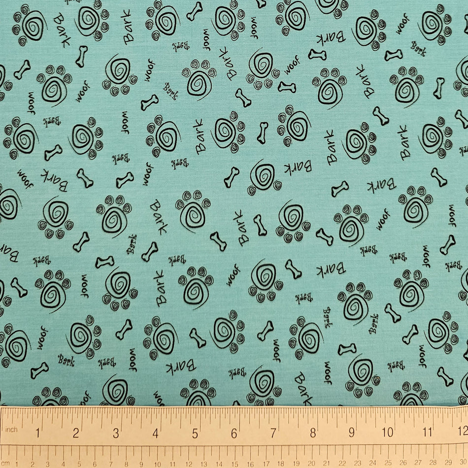 Paws N' Bones Dog Bandana Fabric by the Yard | Poly Cotton Blend Craft Fabric for Sewing, Quilting & Grooming Bandanas | Pre-Cut Available F7270