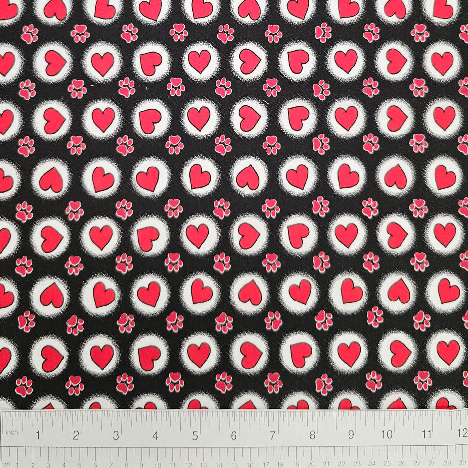 Valentine's Day Dog Bandana Fabric by the Yard | Poly Cotton Blend Craft Fabric for Sewing, Quilting & Grooming Bandanas | Pre-Cut Available F7275