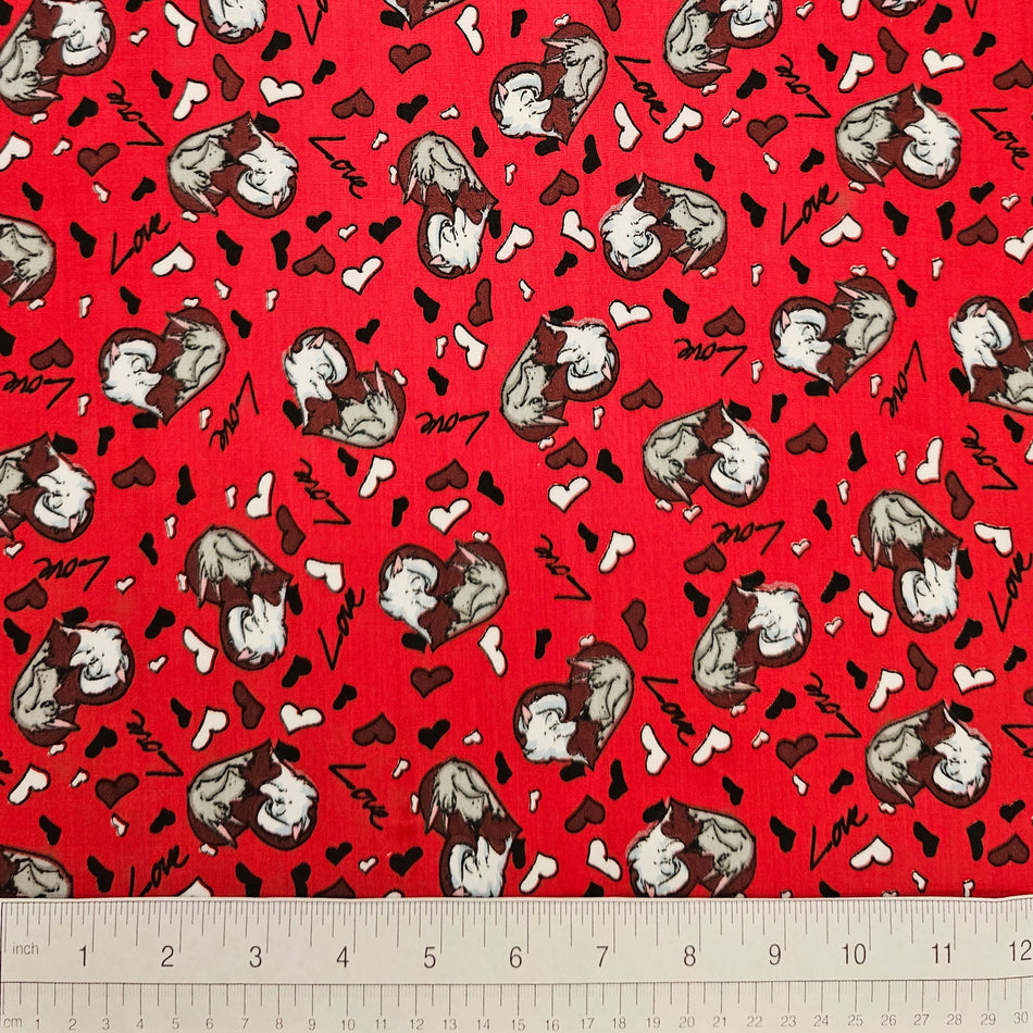 Valentine's Day Dog Bandana Fabric by the Yard | Poly Cotton Blend Craft Fabric for Sewing, Quilting & Grooming Bandanas | Pre-Cut Available F7276