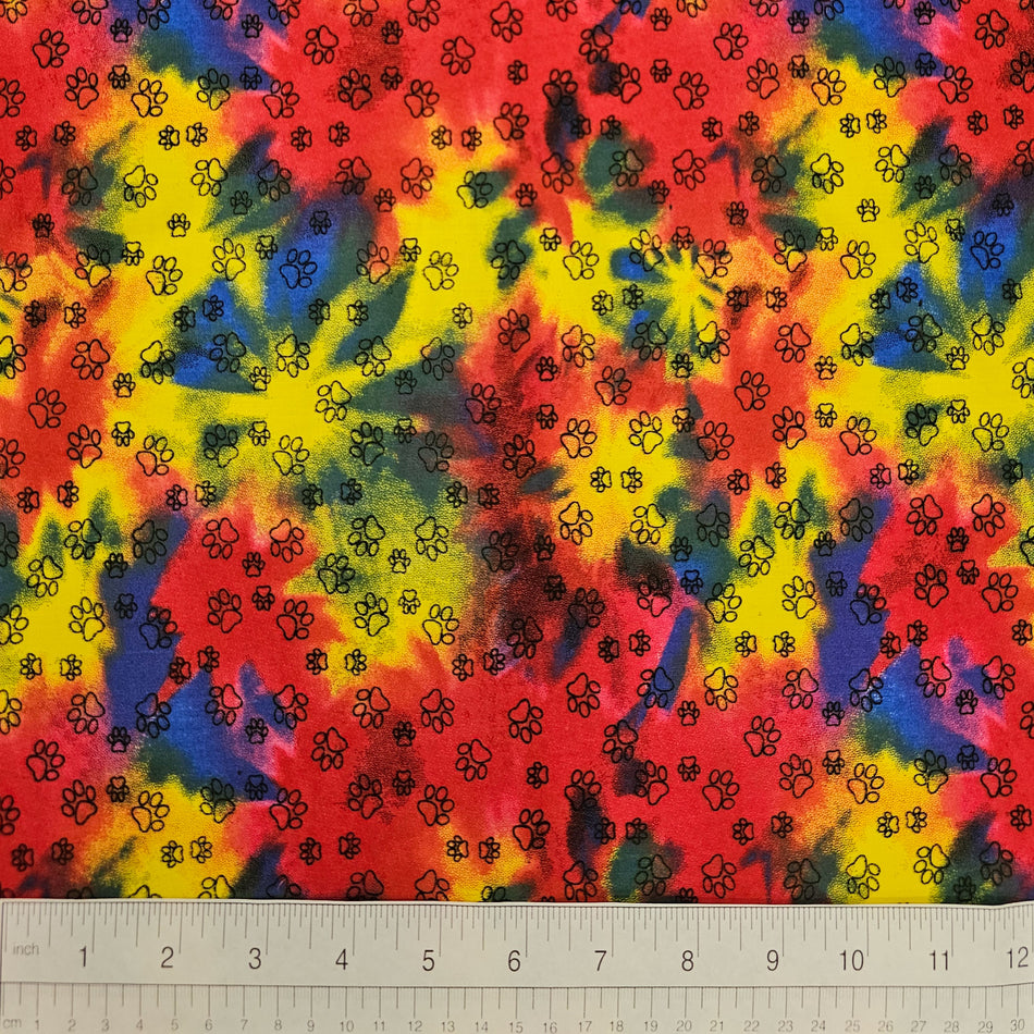 Paws N' Bones / Casual Dog Bandana Fabric by the Yard | Poly Cotton Blend Craft Fabric for Sewing, Quilting & Grooming Bandanas | Pre-Cut Available F7283