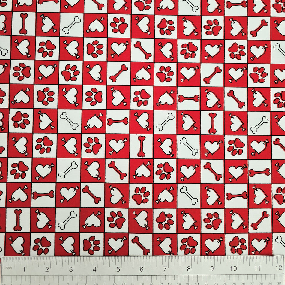 Paws N' Bones Dog Bandana Fabric by the Yard | Poly Cotton Blend Craft Fabric for Sewing, Quilting & Grooming Bandanas | Pre-Cut Available F7003