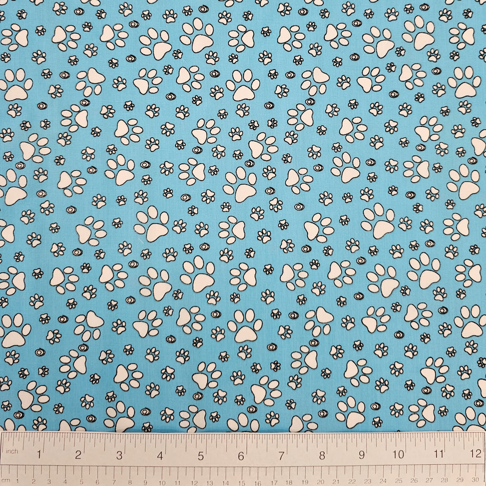 Paws N' Bones Dog Bandana Fabric by the Yard | Poly Cotton Blend Craft Fabric for Sewing, Quilting & Grooming Bandanas | Pre-Cut Available F7036