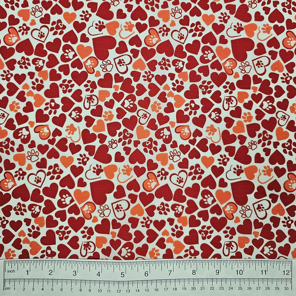 Valentine's Day Dog Bandana Fabric by the Yard | Poly Cotton Blend Craft Fabric for Sewing, Quilting & Grooming Bandanas | Pre-Cut Available F7039