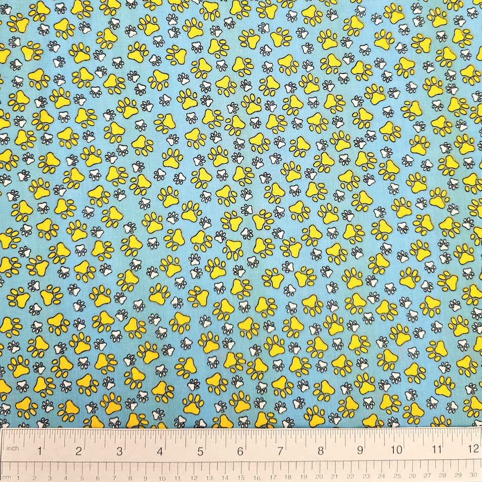 Paws N' Bones Dog Bandana Fabric by the Yard | Poly Cotton Blend Craft Fabric for Sewing, Quilting & Grooming Bandanas | Pre-Cut Available F7040