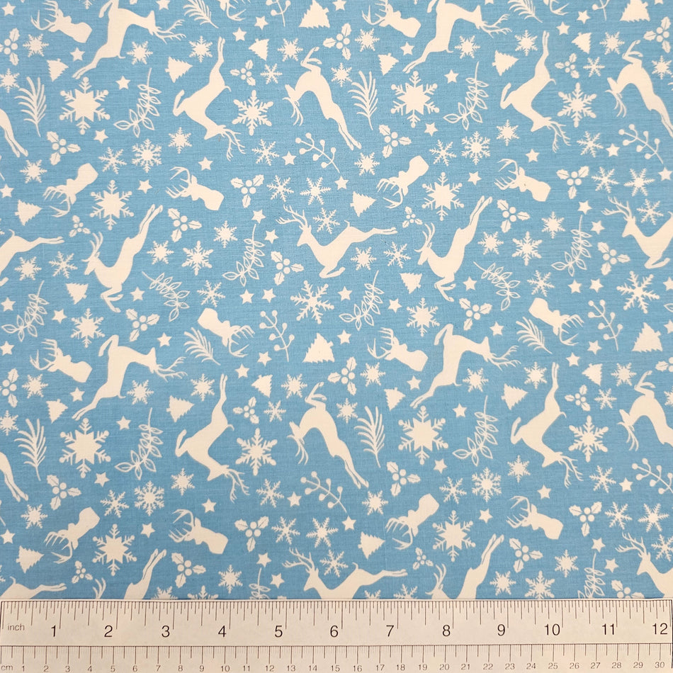 Christmas / Winter Dog Bandana Fabric by the Yard | Poly Cotton Blend Craft Fabric for Sewing, Quilting & Grooming Bandanas | Pre-Cut Available F7050