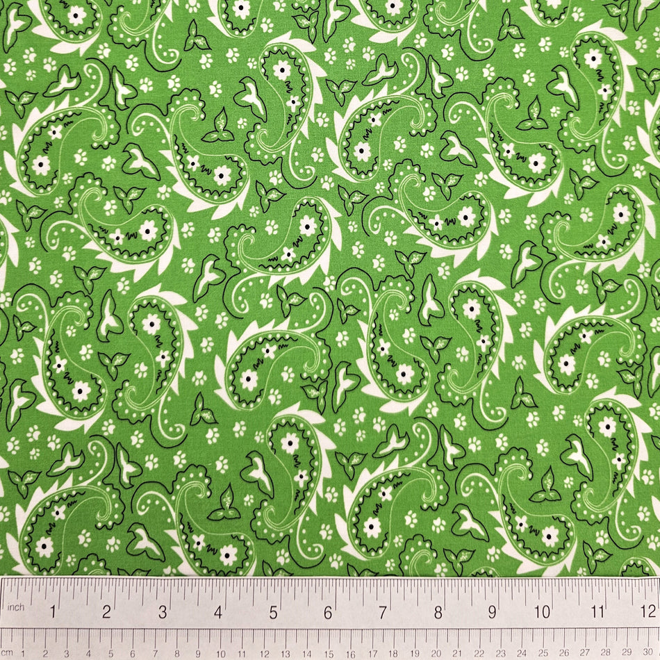 Paisley Dog Bandana Fabric by the Yard | Poly Cotton Blend Craft Fabric for Sewing, Quilting & Grooming Bandanas | Pre-Cut Available F7052