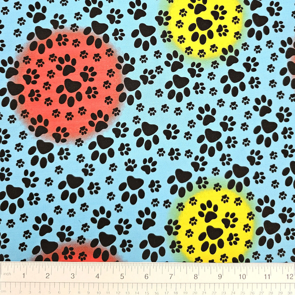 Paws & Bones Fabric by the Yard | Poly Cotton Blend Craft Fabric for Sewing, Quilting & Grooming Bandanas | Pre-Cut Available F7053