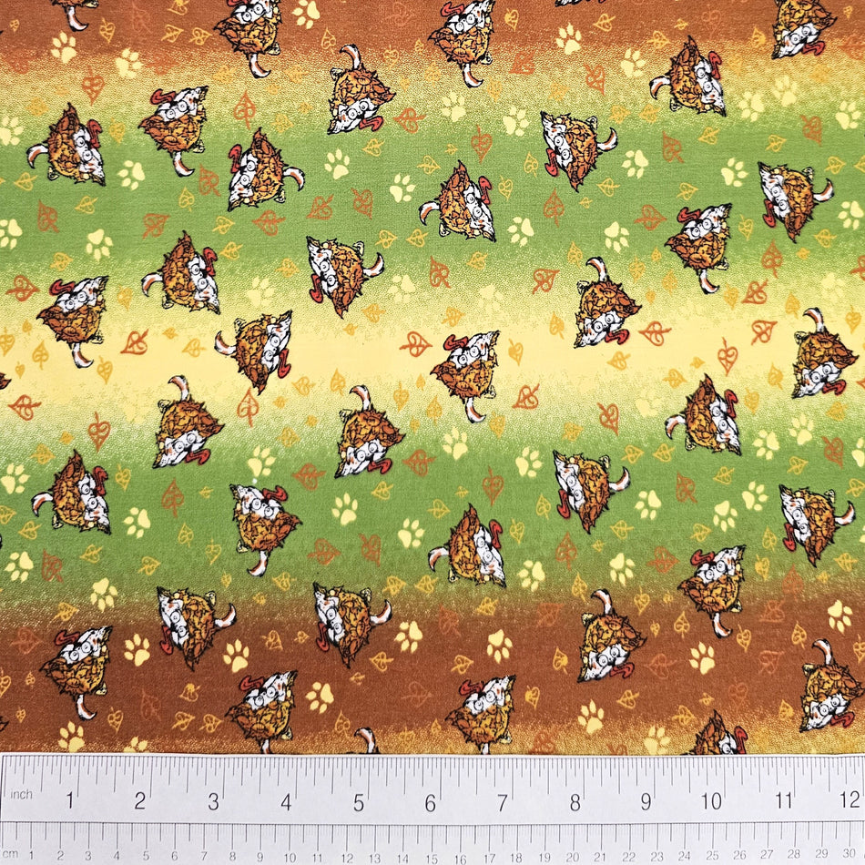 Thanksgiving Dog Bandana Fabric by the Yard | Poly Cotton Blend Craft Fabric for Sewing, Quilting & Grooming Bandanas | Pre-Cut Available F7054