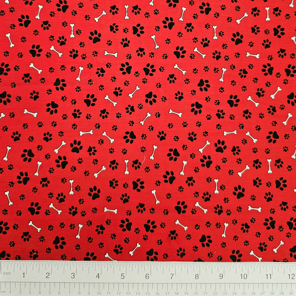 Paws & Bones Bandana Fabric by the Yard | Poly Cotton Blend Craft Fabric for Sewing, Quilting & Grooming Bandanas | Pre-Cut Available F7056