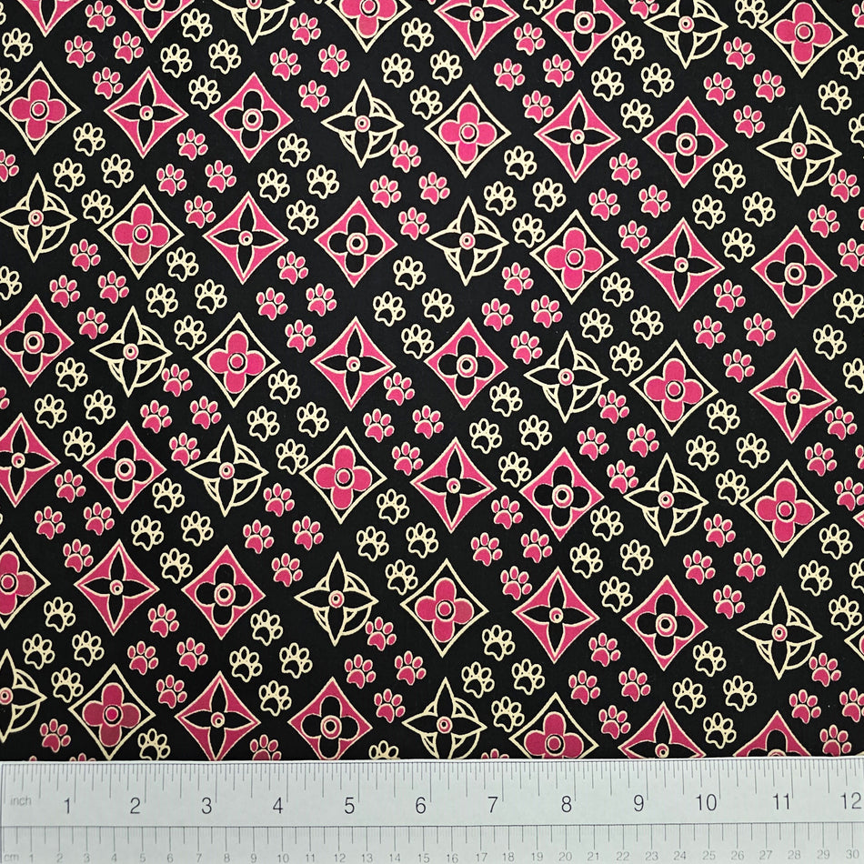 Paws N' Bones Dog Bandana Fabric by the Yard | Poly Cotton Blend Craft Fabric for Sewing, Quilting & Grooming Bandanas | Pre-Cut Available F7064