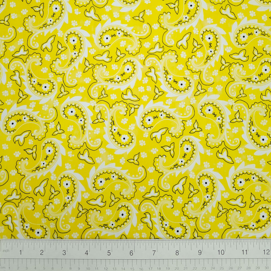 Paisley Dog Bandana Fabric by the Yard | Poly Cotton Blend Craft Fabric for Sewing, Quilting & Grooming Bandanas | Pre-Cut Available F7068
