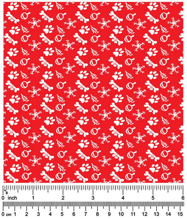 FA7106 Christmas Doggie Fabric, Red