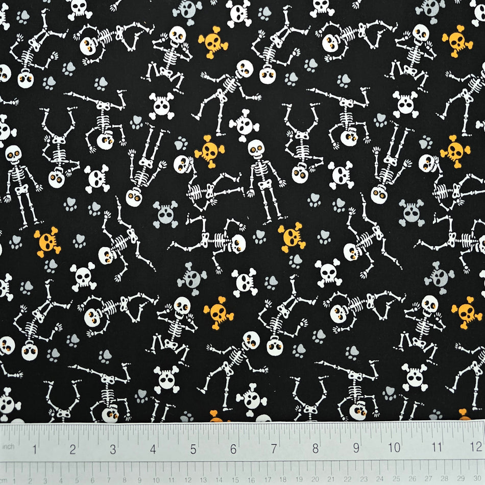 Halloween Dog Bandana Fabric by the Yard | Poly Cotton Blend Craft Fabric for Sewing, Quilting & Grooming Bandanas | Pre-Cut Available F7081