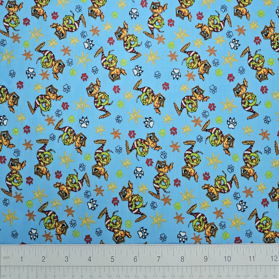 Spring / Summer Dog Bandana Fabric by the Yard | Poly Cotton Blend Craft Fabric for Sewing, Quilting & Grooming Bandanas | Pre-Cut Available F7082