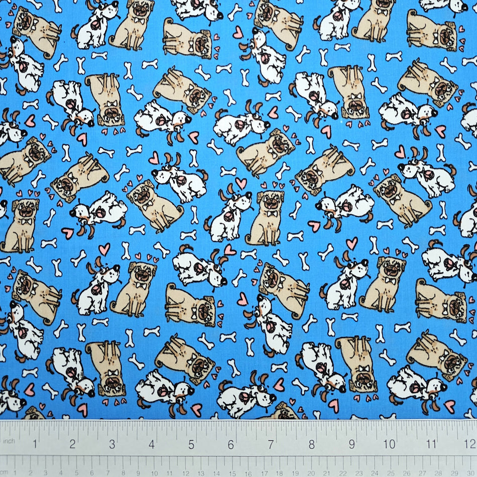 Valentine's Day / Doggie Dog Bandana Fabric by the Yard | Poly Cotton Blend Craft Fabric for Sewing, Quilting & Grooming Bandanas | Pre-Cut Available F7085