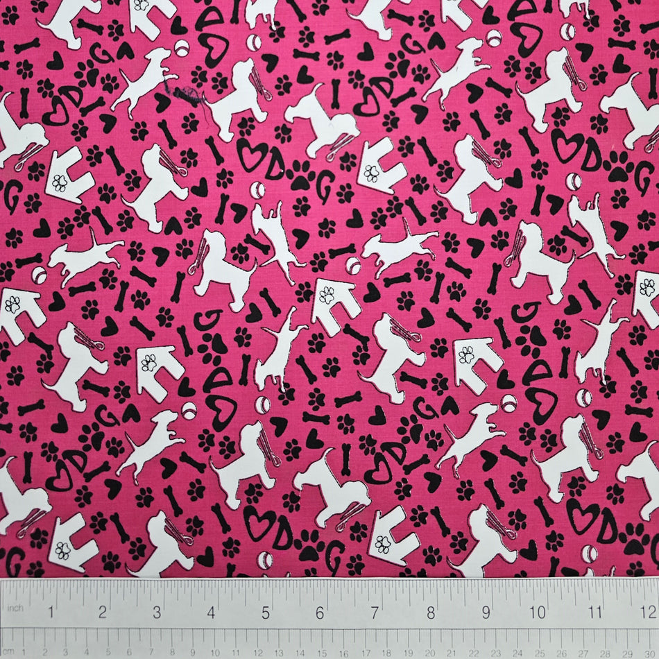 Doggie Dog Bandana Fabric by the Yard | Poly Cotton Blend Craft Fabric for Sewing, Quilting & Grooming Bandanas | Pre-Cut Available F7087