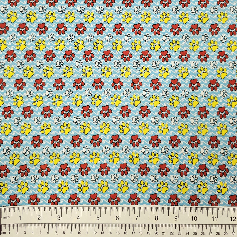 Paws N' Bones Dog Bandana Fabric by the Yard | Poly Cotton Blend Craft Fabric for Sewing, Quilting & Grooming Bandanas | Pre-Cut Available F7093