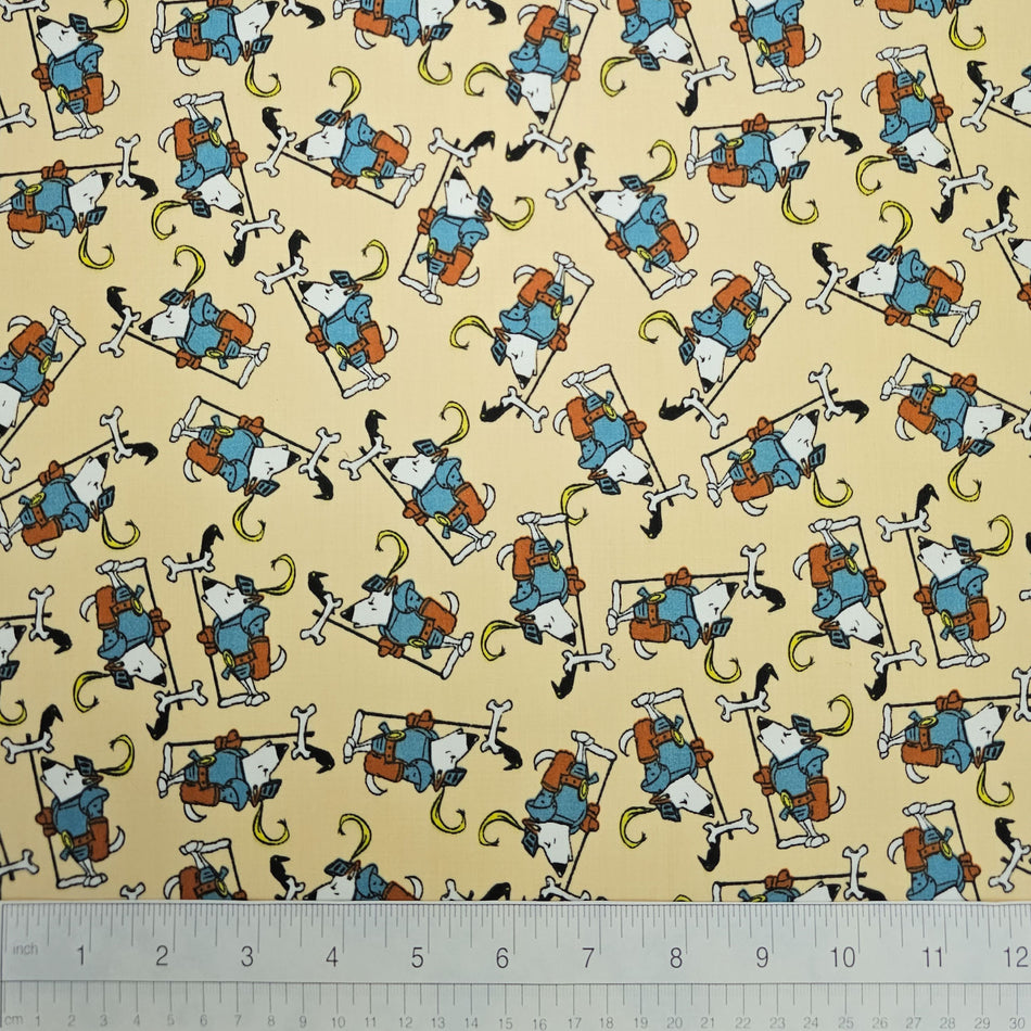 Doggie Dog Bandana Fabric by the Yard | Poly Cotton Blend Craft Fabric for Sewing, Quilting & Grooming Bandanas | Pre-Cut Available FA7098