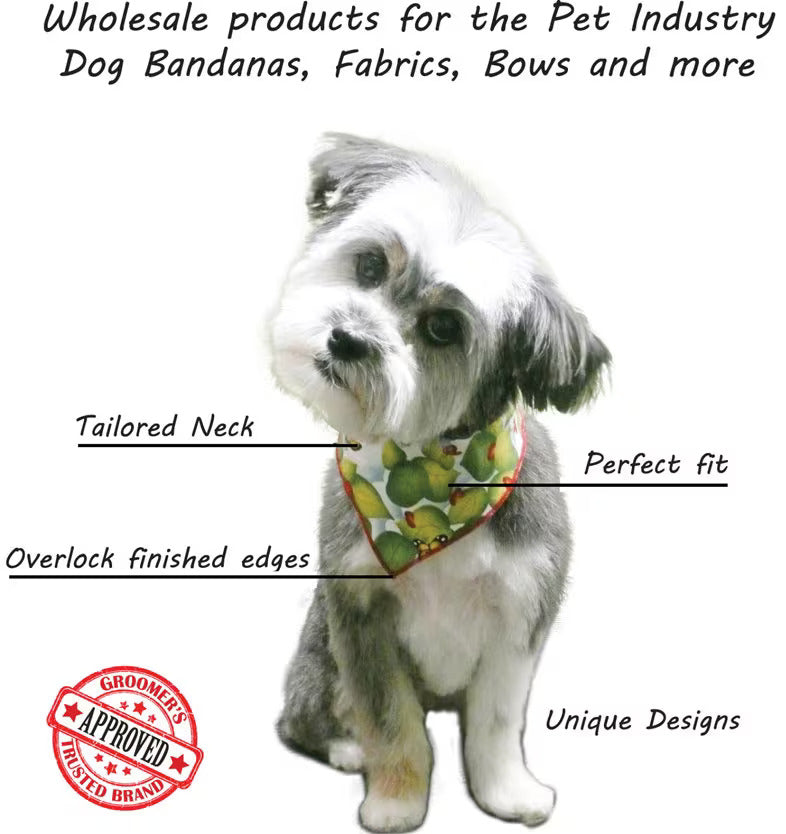 60 Assorted DOGGIE Tieback Dog Grooming Bandanas / Groomers Bulk Package PKS4