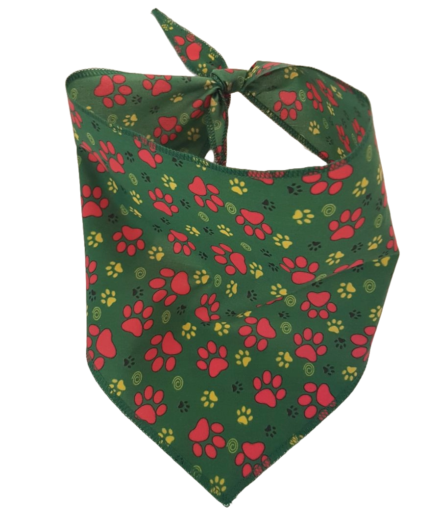 S3078 Color Pawprints Bandana, Green