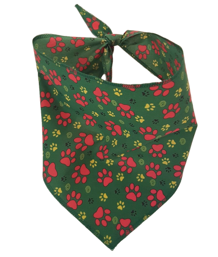 S3078 Color Pawprints Bandana, Green