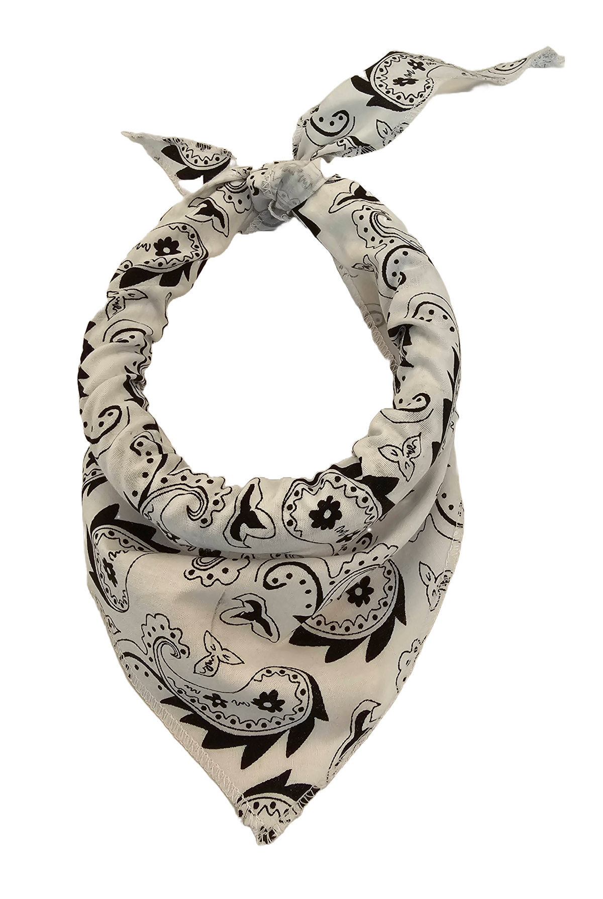 S3257 Classic White Paisley Triangle Bandana 100% Premium Cotton